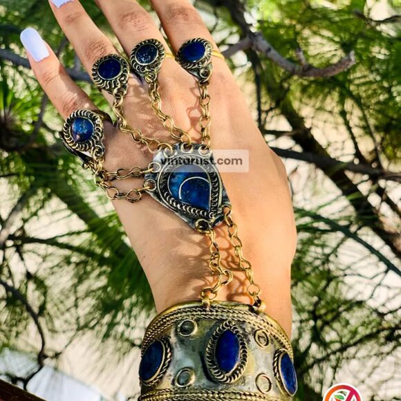 single Vintage Slave Bracelet, Bracelet with Rings, Afghan Slave Bracelet, - Picture 1 of 8